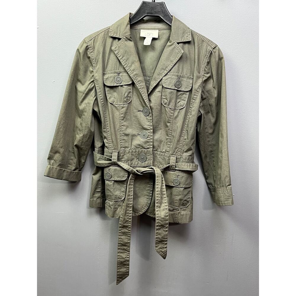 Ann Taylor Loft‎ Jacket Womens XS green utility Casual Pockets Button front